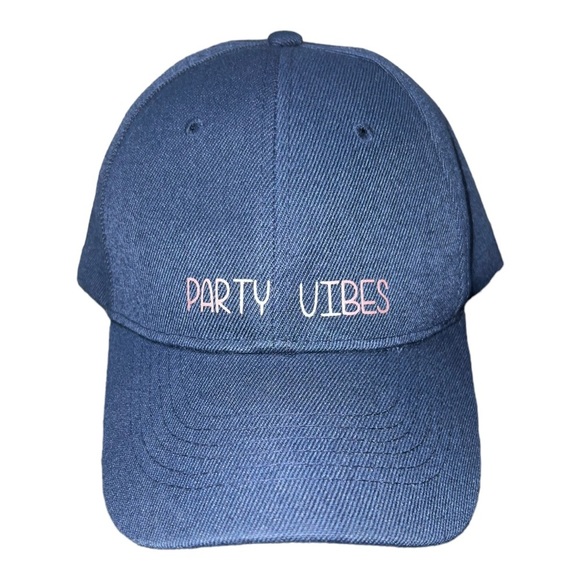 Accessories - Party Vibes Adjustable Hat, Blue with lavender wording NWOT